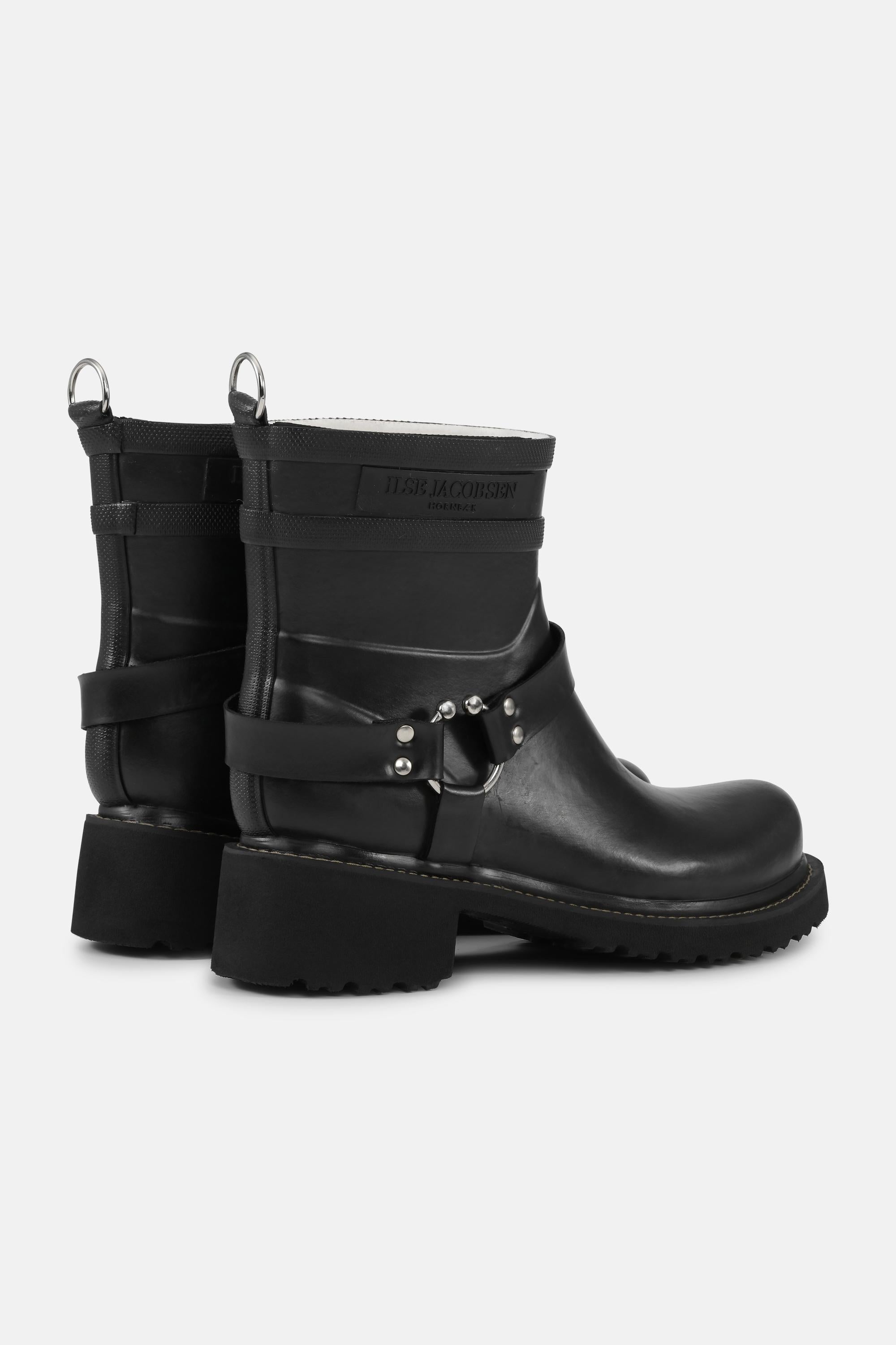 Short Biker Rubber Boots - Black Black